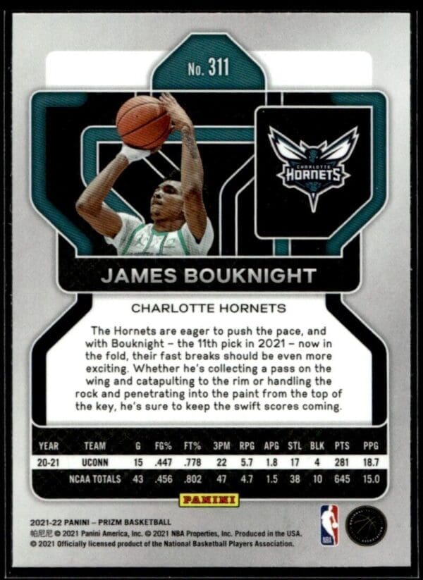 2021-22 Panini Prizm James Bouknight Rookie Charlotte Hornets #311