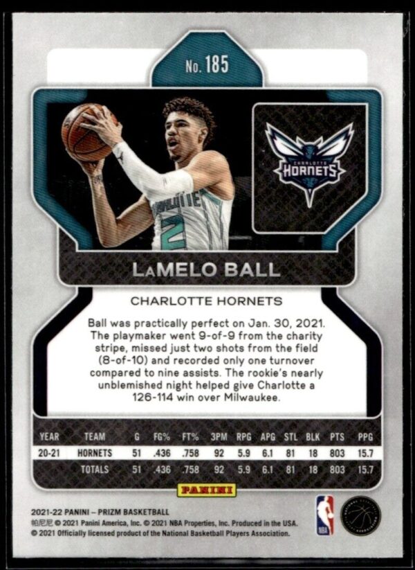 _10 2021-22 Panini Prizm LaMelo Ball Charlotte Hornets #185