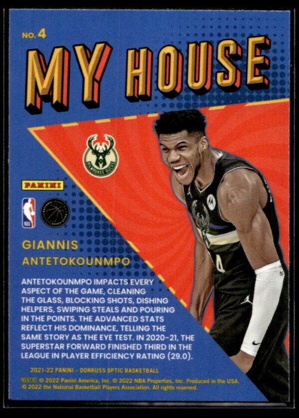 2021-22 Donruss Optic My House Giannis Antetokounmpo Milwaukee Bucks #4