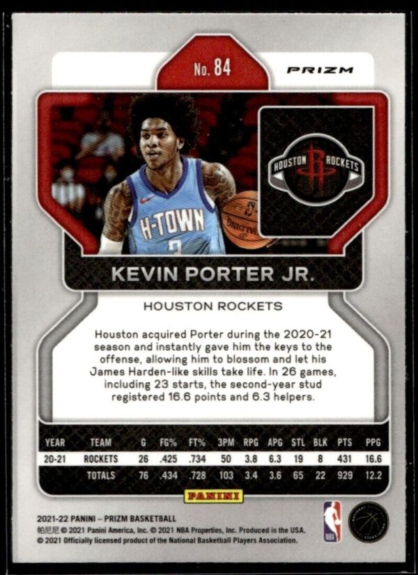 _10 2021-22 Panini Prizm Kevin Porter Jr. Houston Rockets #84 Red Cracked Ice