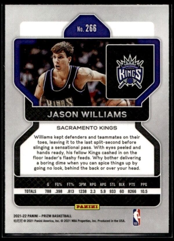 2021-22 Panini Prizm Jason Williams Sacramento Kings #266