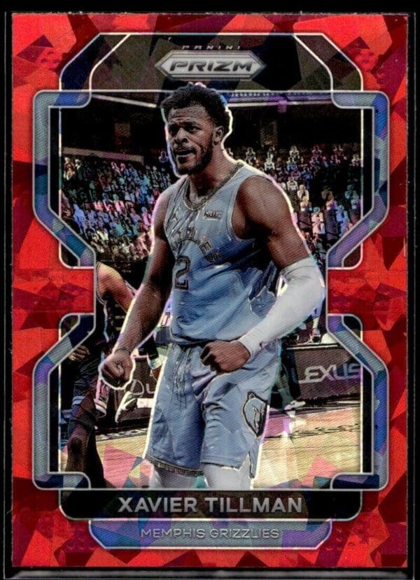 2021-22 Panini Prizm Xavier Tillman Memphis Grizzlies #105 Red Cracked Ice