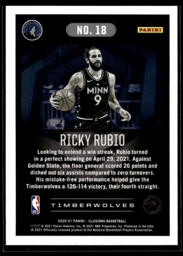 2020 Panini Illusions Minnesota Timberwolves #18 Ricky Rubio