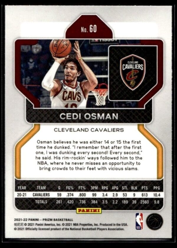 2021-22 Panini Prizm Cedi Osman Cleveland Cavaliers #60