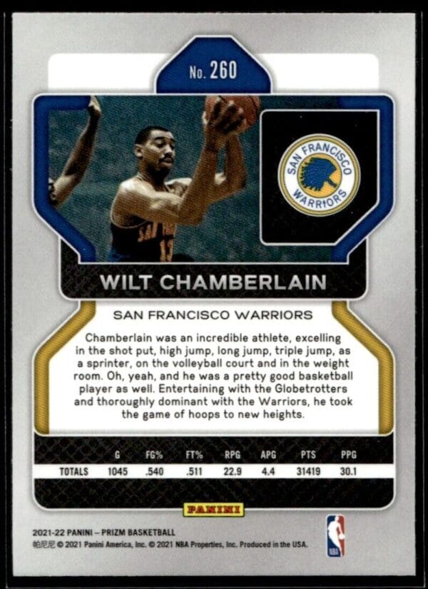_10 2021-22 Panini Prizm Wilt Chamberlain San Francisco Warriors #260
