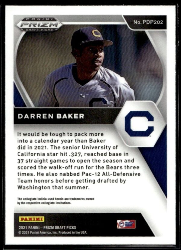 2021 Panini Prizm Draft Picks Darren Baker #202