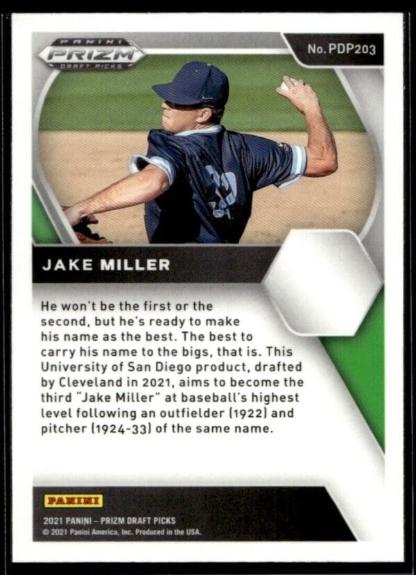 2021 Panini Prizm Draft Picks Jake Miller #203