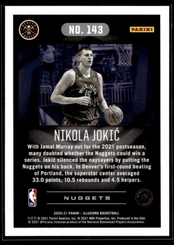 2020 Panini Illusions Denver Nuggets #143 Nikola Jokic