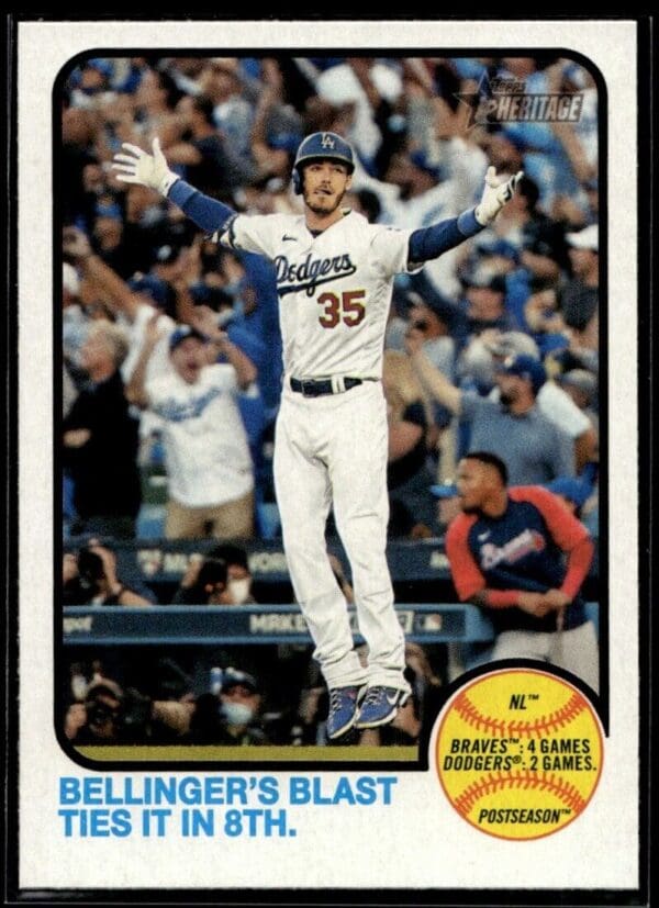 _10 2022 Topps Heritage 2021 Postseason Statistics Bellinger's Blast Ties It In 8th