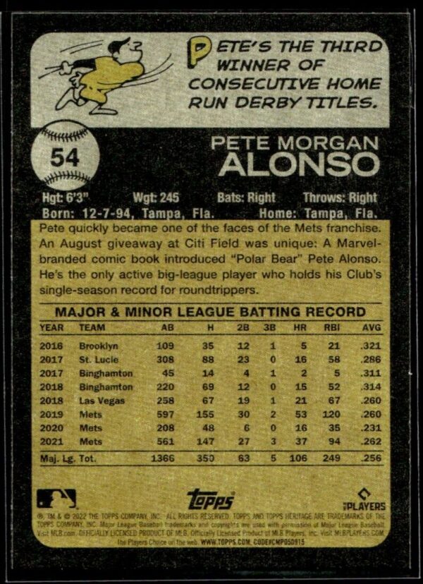 2022 Topps Heritage Pete Alonso New York Mets #54