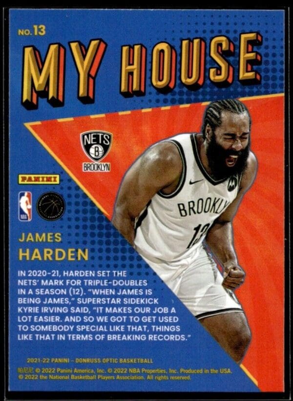 2021 Donruss Optic Houston Rockets #13 James Harden My House