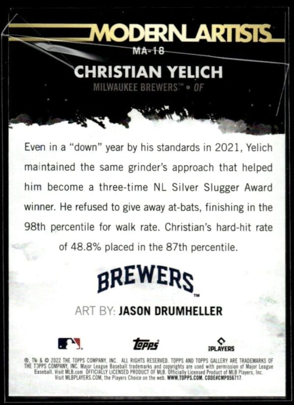 _10 2021 Topps Gallery Christian Yelich Milwaukee Brewers #MA-18