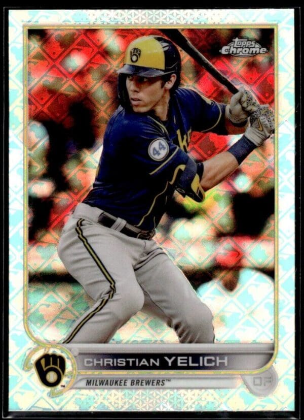 _10 2022 Topps Chrome Christian Yelich Milwaukee Brewers #106 Logofractor Refractor