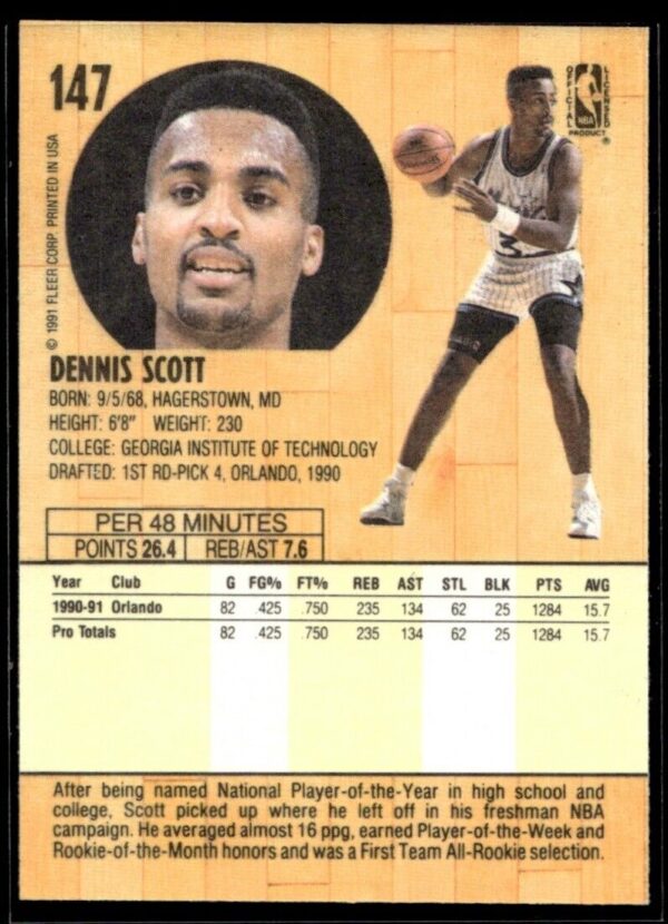 1991 Fleer Orlando Magic #147 Dennis Scott