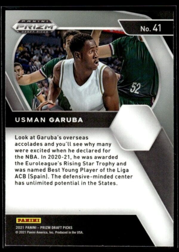 2021 Panini Prizm Draft Picks Real Madrid #41 Usman Garuba RC Rookie