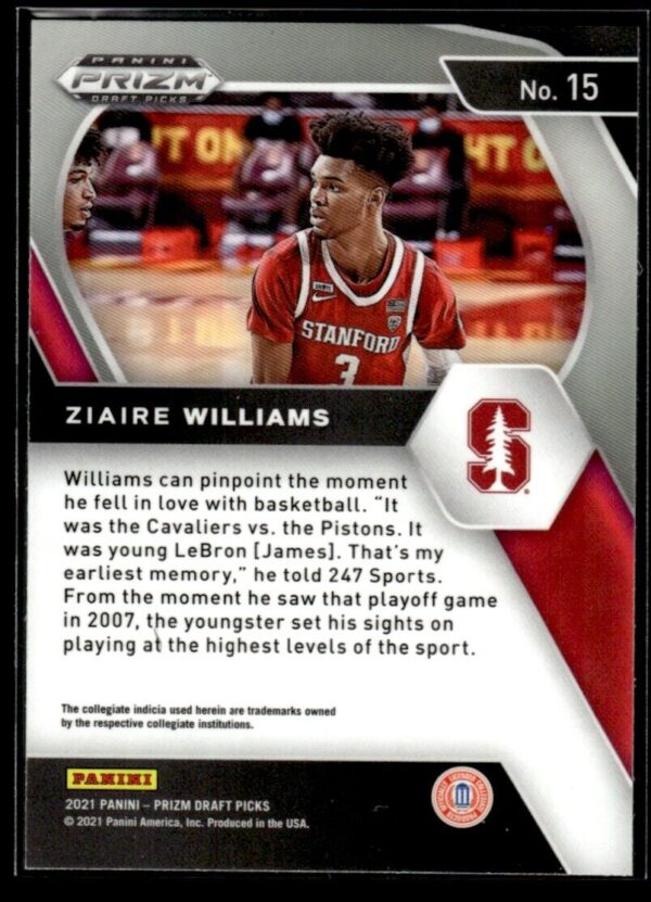 2021 Panini Prizm Draft Picks Memphis Grizzlies #15 Ziaire Williams RC Rookie