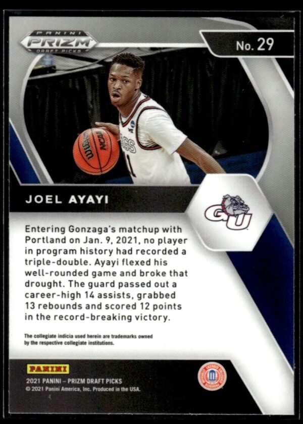 _10 2021 Panini Prizm Draft Picks Gonzaga Bulldogs #29 Joel Ayayi RC Rookie