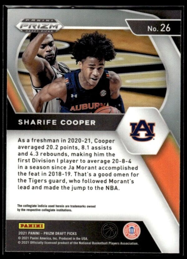 2021 Panini Prizm Draft Picks Auburn Tigers #26 Sharife Cooper RC Rookie