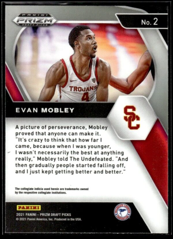 2021 Panini Prizm Draft Picks USC Trojans #2 Evan Mobley RC Rookie