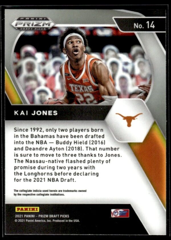 2021 Panini Prizm Draft Picks Texas Longhorns #14 Kai Jones RC Rookie