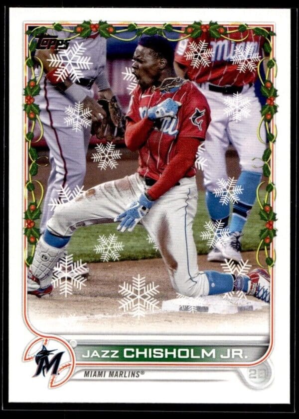 _10 2022 Topps Holiday Miami Marlins #HW142 Jazz Chisholm Jr.