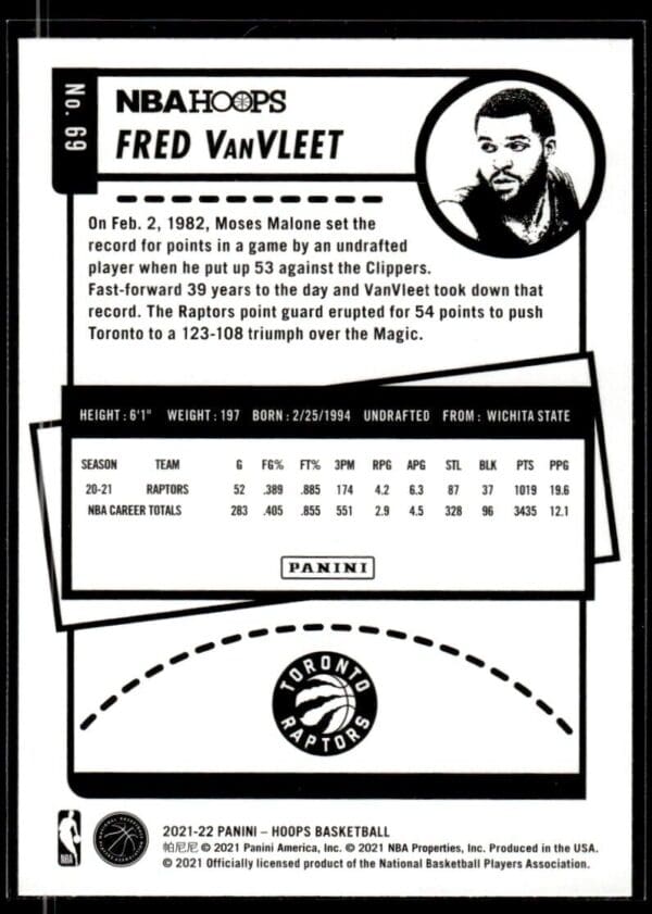 _10 2021 NBA Hoops Winter Edition Toronto Raptors #69 Fred VanVleet