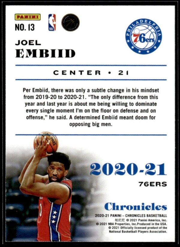 2020 Panini Chronicles Philadelphia 76ers #13 Joel Embiid