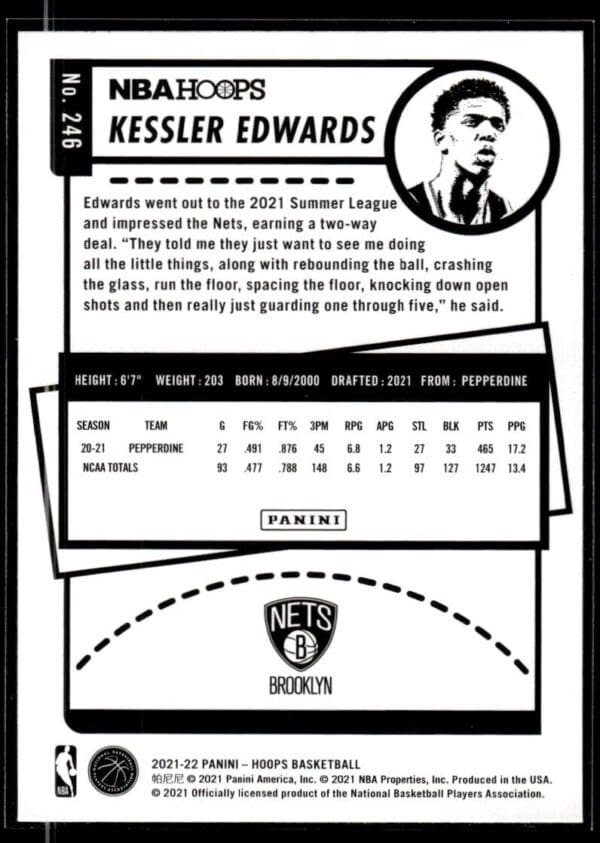 2021 NBA Hoops Winter Edition Brooklyn Nets #246 Kessler Edwards RC Rookie