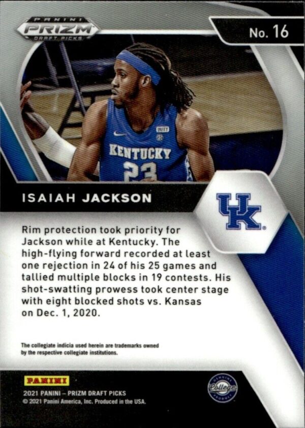 2021-22 Panini Prizm Draft Picks Isaiah Jackson Kentucky Wildcats #16