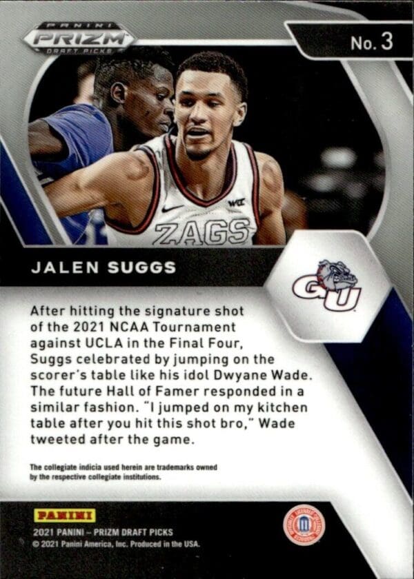 2021-22 Panini Prizm Draft Picks Jalen Suggs Orlando Magic #3