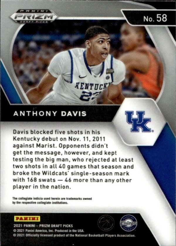 _10 2021-22 Panini Prizm Draft Picks Anthony Davis Kentucky Wildcats #58