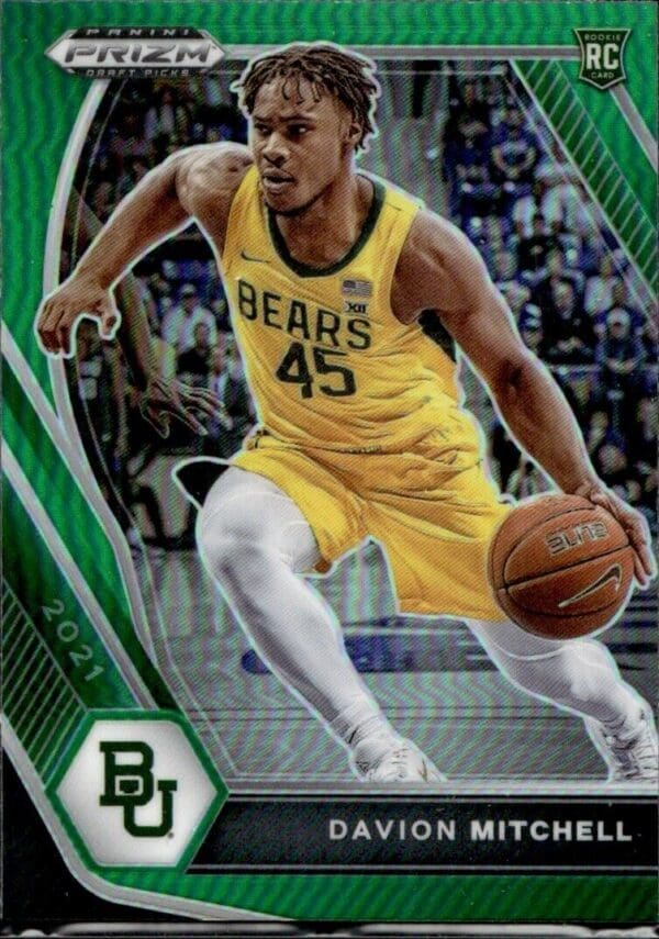 2021-22 Panini Prizm Draft Picks Davion Mitchell Baylor Bears #13 Green Prizm