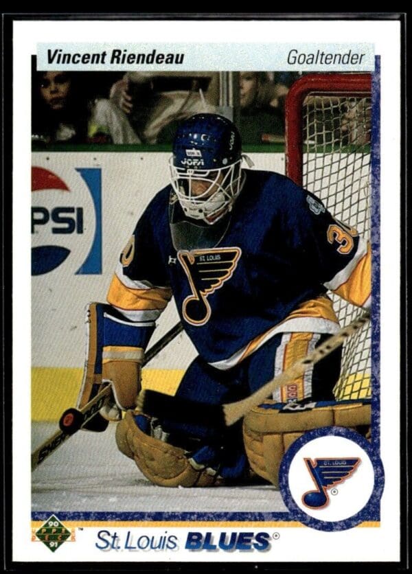 _10 1990 Upper Deck St. Louis Blues #152 Vincent Riendeau RC Rookie