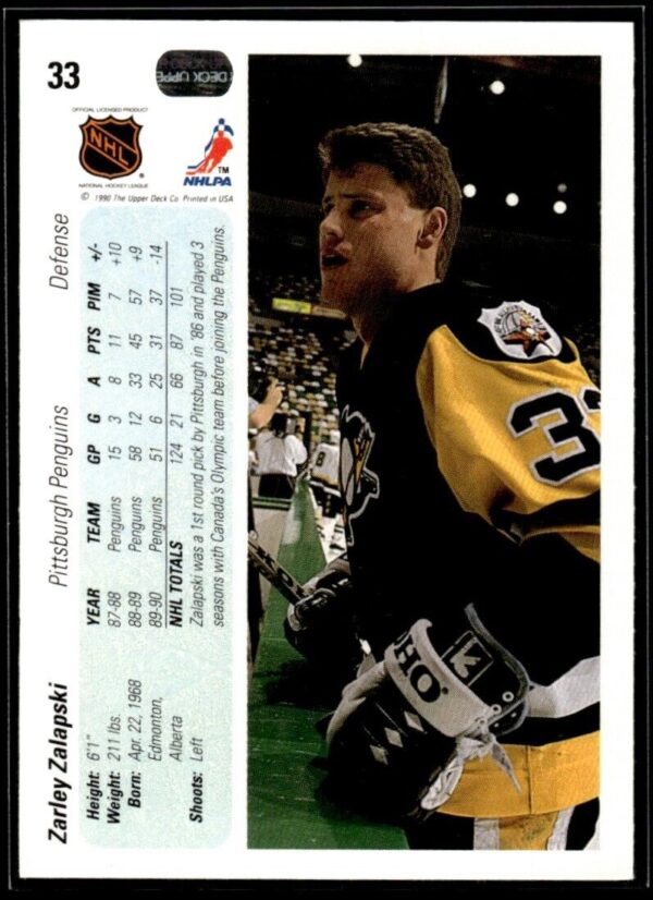 1990 Upper Deck Pittsburgh Penguins #33 Zarley Zalapski
