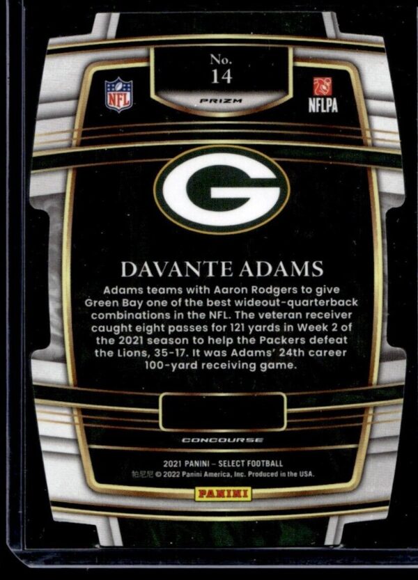 _10 2021 Panini Select Davante Adams Green Bay Packers #14 Die-Cut