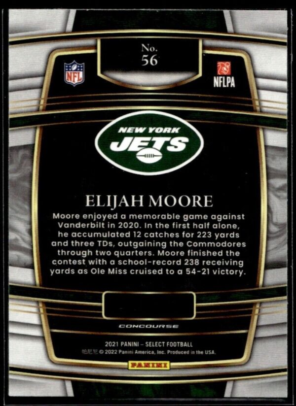 _10 2021 Panini Select Elijah Moore Rookie New York Jets #56