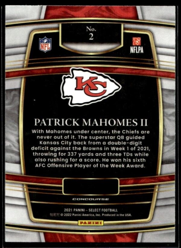 2021 Panini Select Patrick Mahomes II Kansas City Chiefs #2