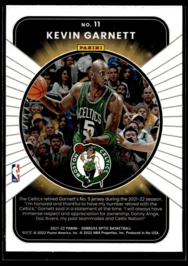 2021 Donruss Optic Winner Stays Boston Celtics #11 Kevin Garnett