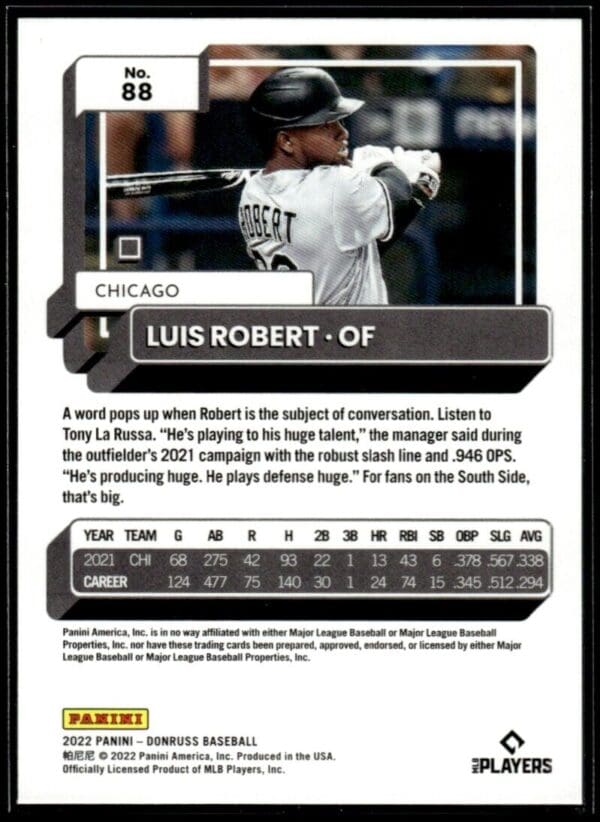 2022 Donruss Chicago White Sox #88 Luis Robert