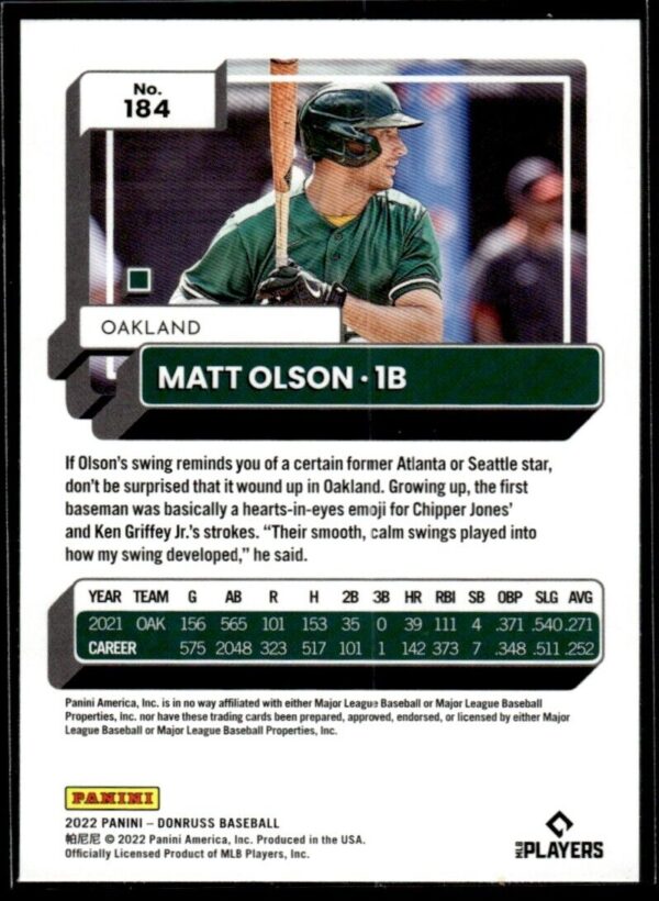 2022 Donruss Oakland Athletics #184 Matt Olson
