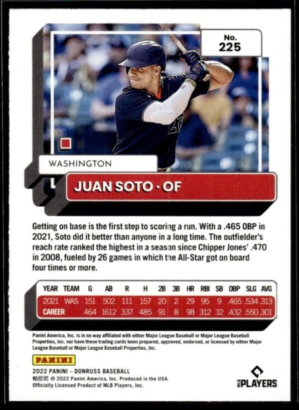2022 Donruss Washington Nationals #225 Juan Soto