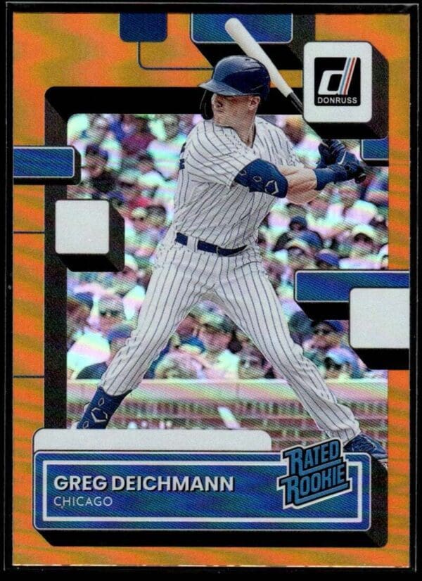 _10 2022 Donruss Chicago Cubs #45 Greg Deichmann RC Rookie Orange Holo