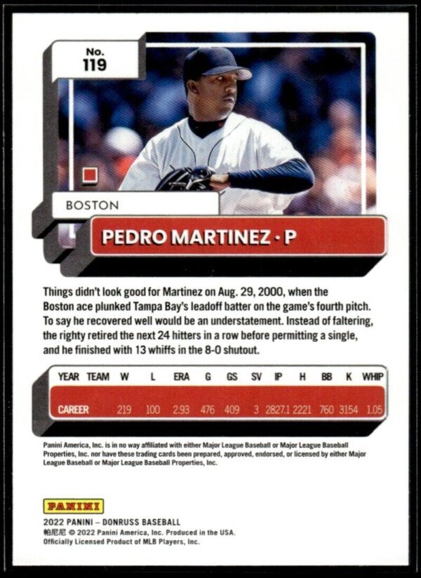 _10 2022 Donruss Boston Red Sox #119 Pedro Martinez