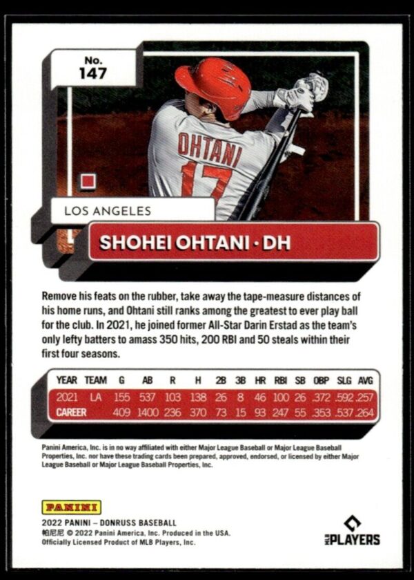 _10 2022 Donruss Los Angeles Angels #147 Shohei Ohtani Orange Holo