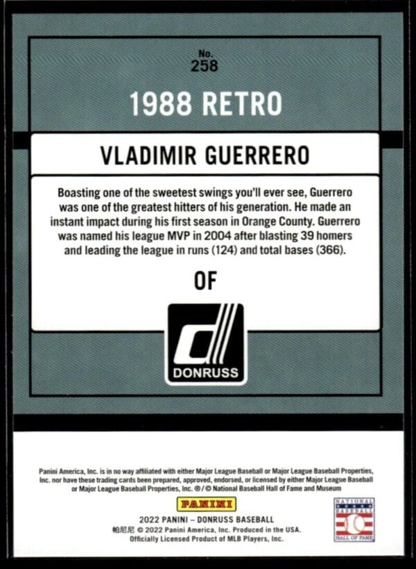 _10 2021 Donruss Retro Los Angeles Angels #258 Vladimir Guerrero