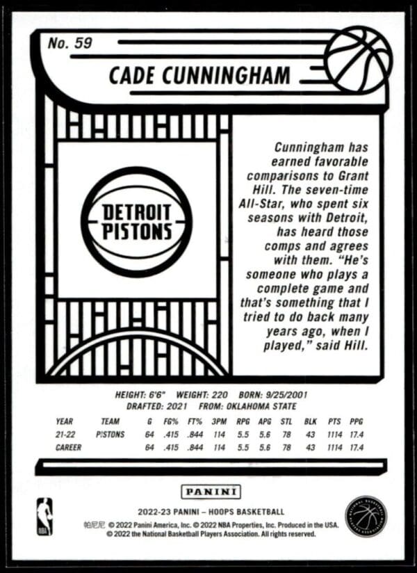 _10 2022 Hoops Detroit Pistons #59 Cade Cunningham
