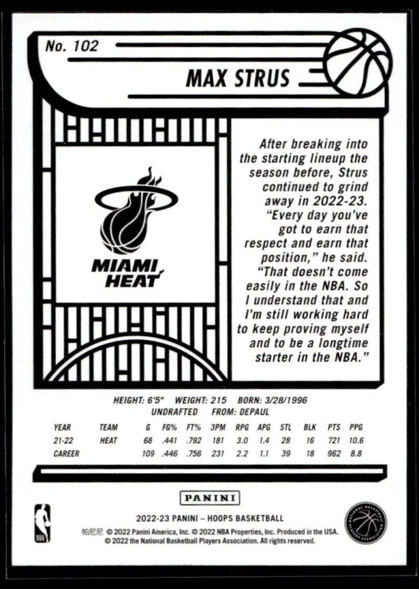 _10 2022 NBA Hoops Miami Heat #102 Max Strus