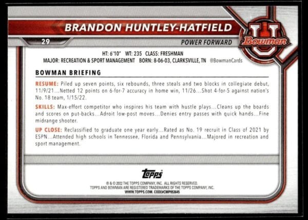 _10 2002 Bowman University #29 Brandon Huntley-Hatfield
