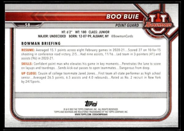 2002 Bowman University  #58 Boo Buie