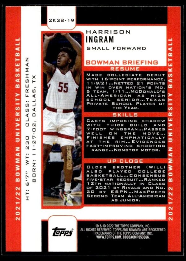 2002 Bowman University  #2K3B-19 Harrison Ingram